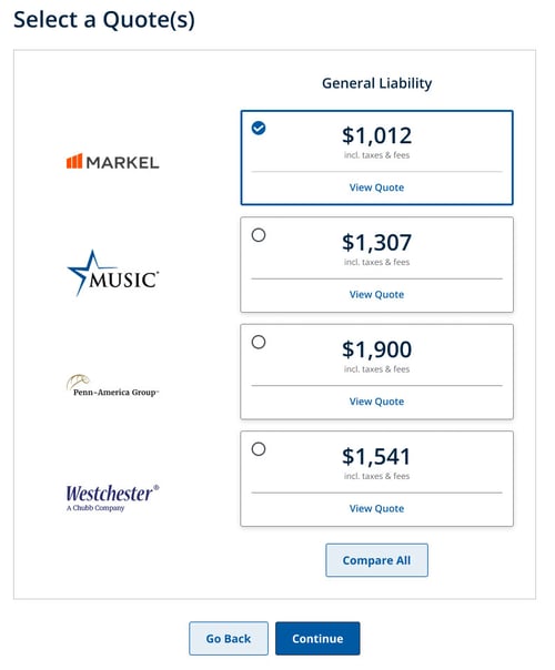 Select a Quote example