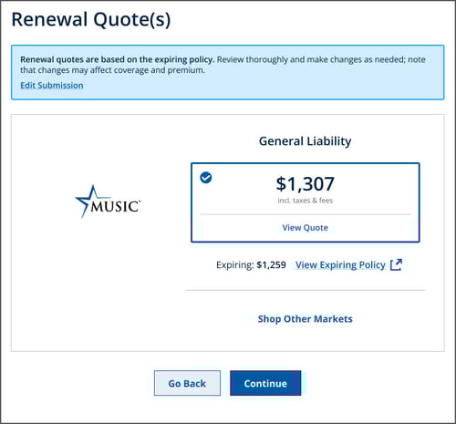 Renewal quote example